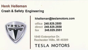 [ Tesla Motors business card ]