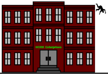 [Man falling from three story building ]